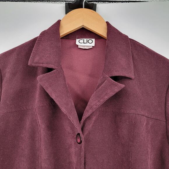 Vintage CLIO Women's Faux Suede Button Down Blazer Size Small - Picture 3 of 10